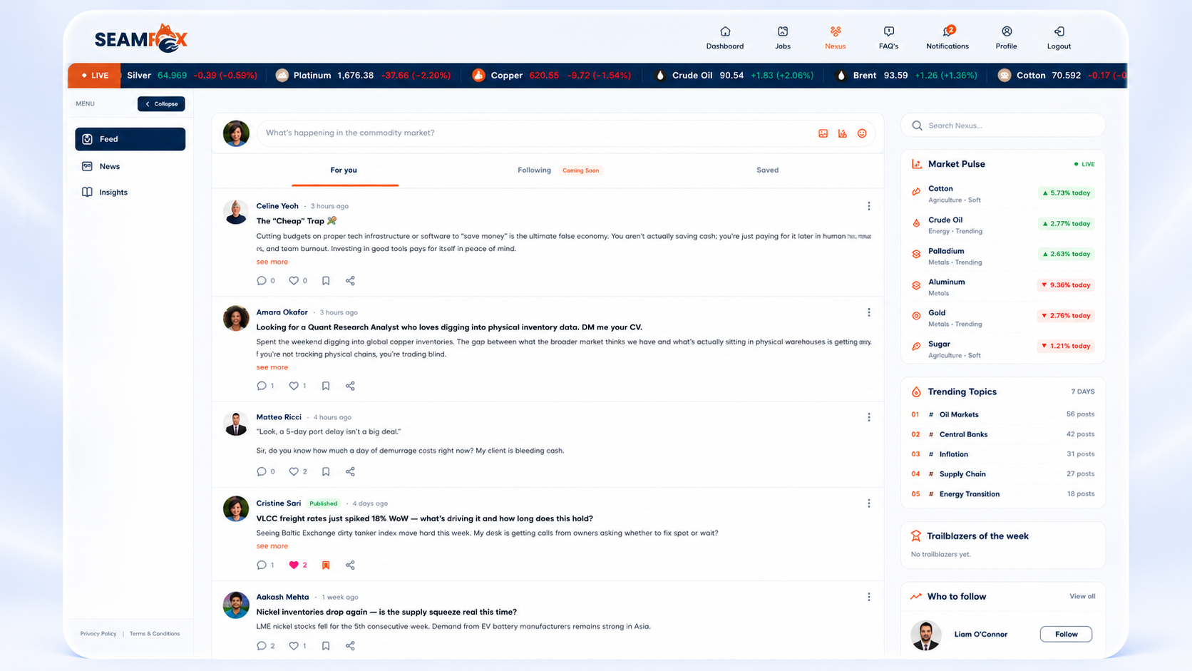 Nexus, professional feed inside Seamfox